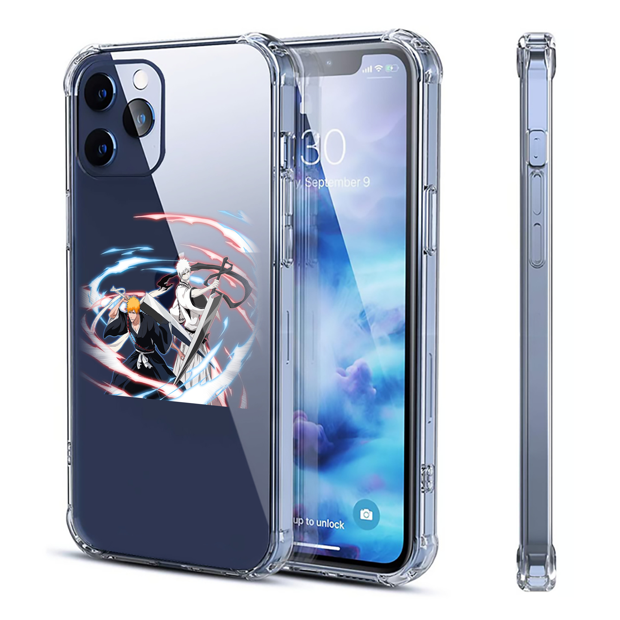 （画像用） ブリーチ 黒崎一護（くろさき いちご）BLEACH Kurosaki Ichigo 【iPhone 12シリーズ対応】透明スマホケース（クリアソフトケース）